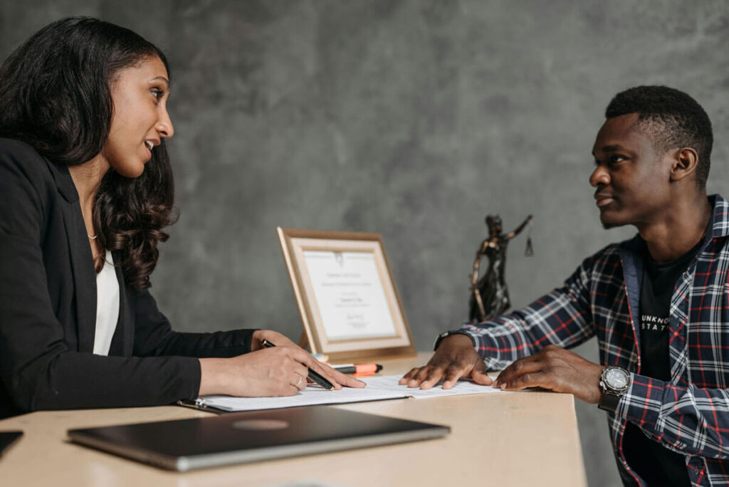 a consultation between a lawyer and potential client